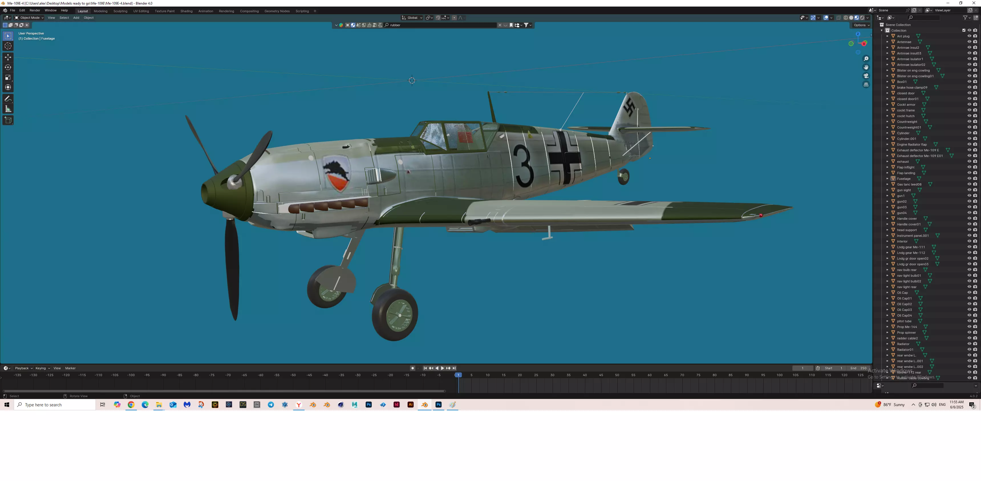 Me-109E Free 3D model
