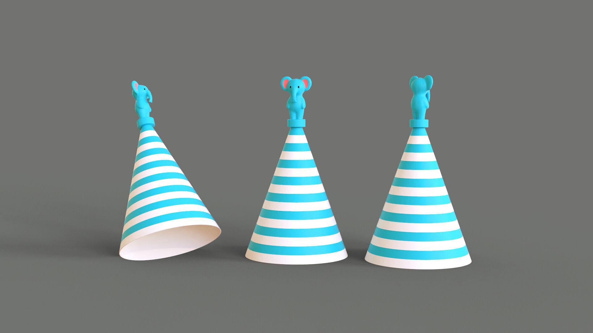 Birthday Hat - Colorful Party Decoration Prop 02 Low-poly 3D model_1