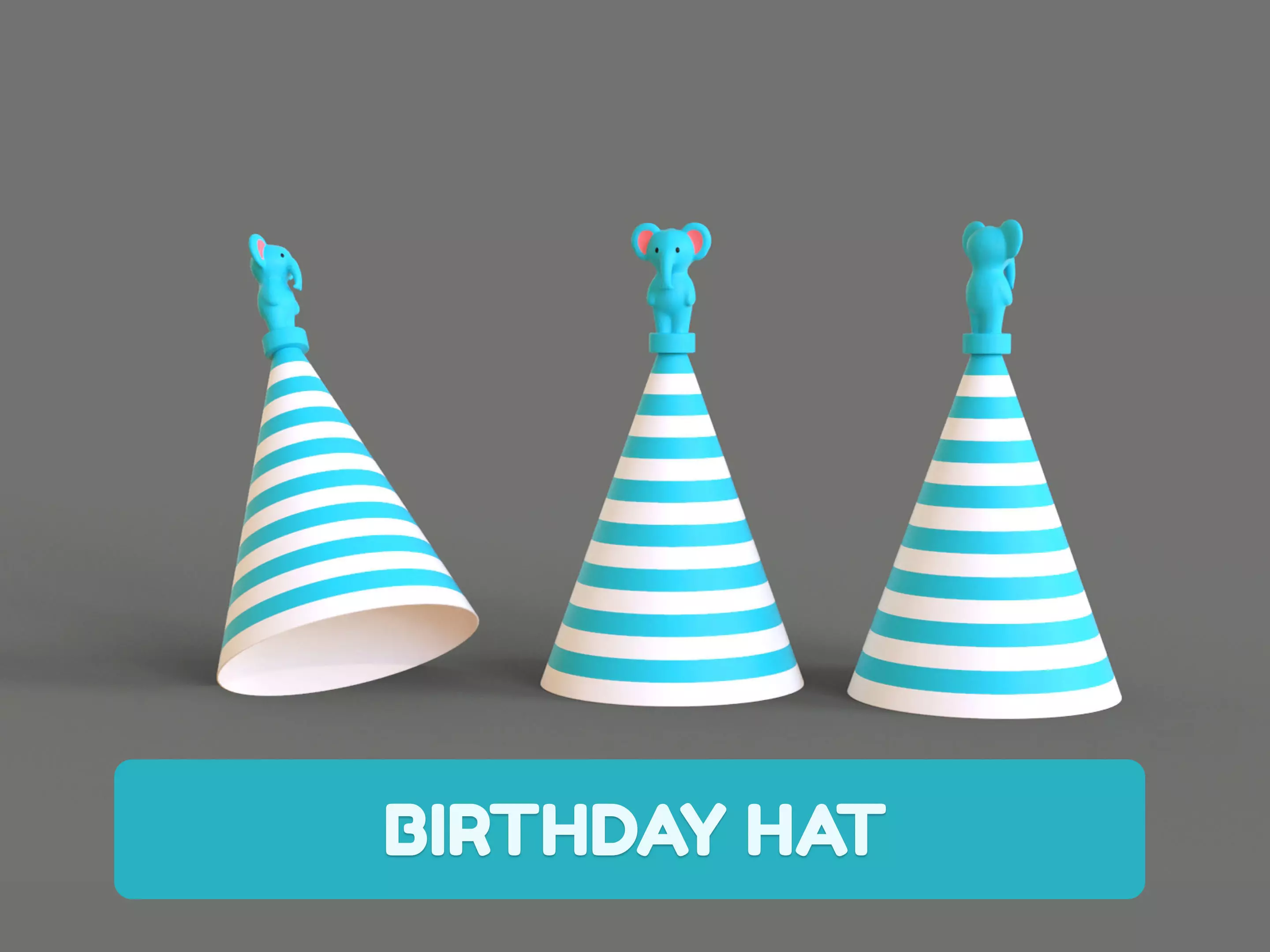 Birthday Hat - Colorful Party Decoration Prop 02 Low-poly 3D model_0