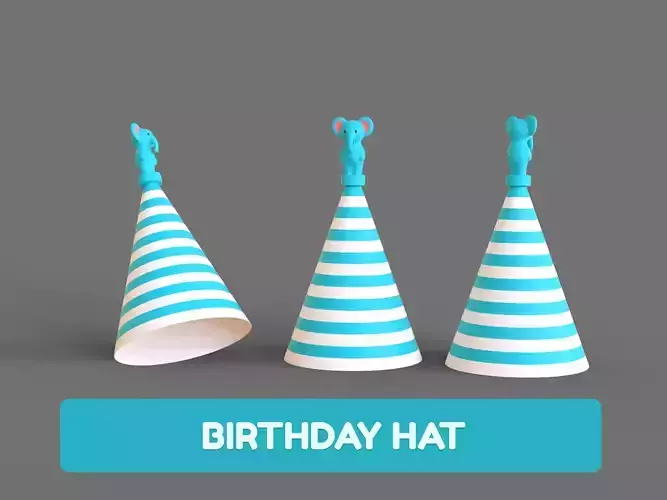 Birthday Hat - Colorful Party Decoration Prop 02 Low-poly 3D model