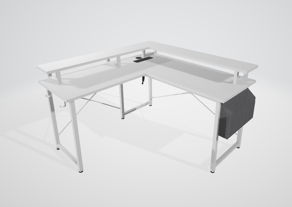 L Shaped Computer Desk Low-poly 3D model_2