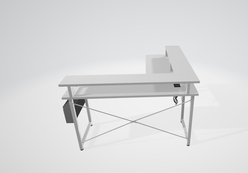 L Shaped Computer Desk Low-poly 3D model_1