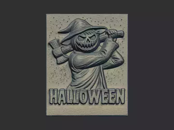 halloween pumpkin with axe cnc model