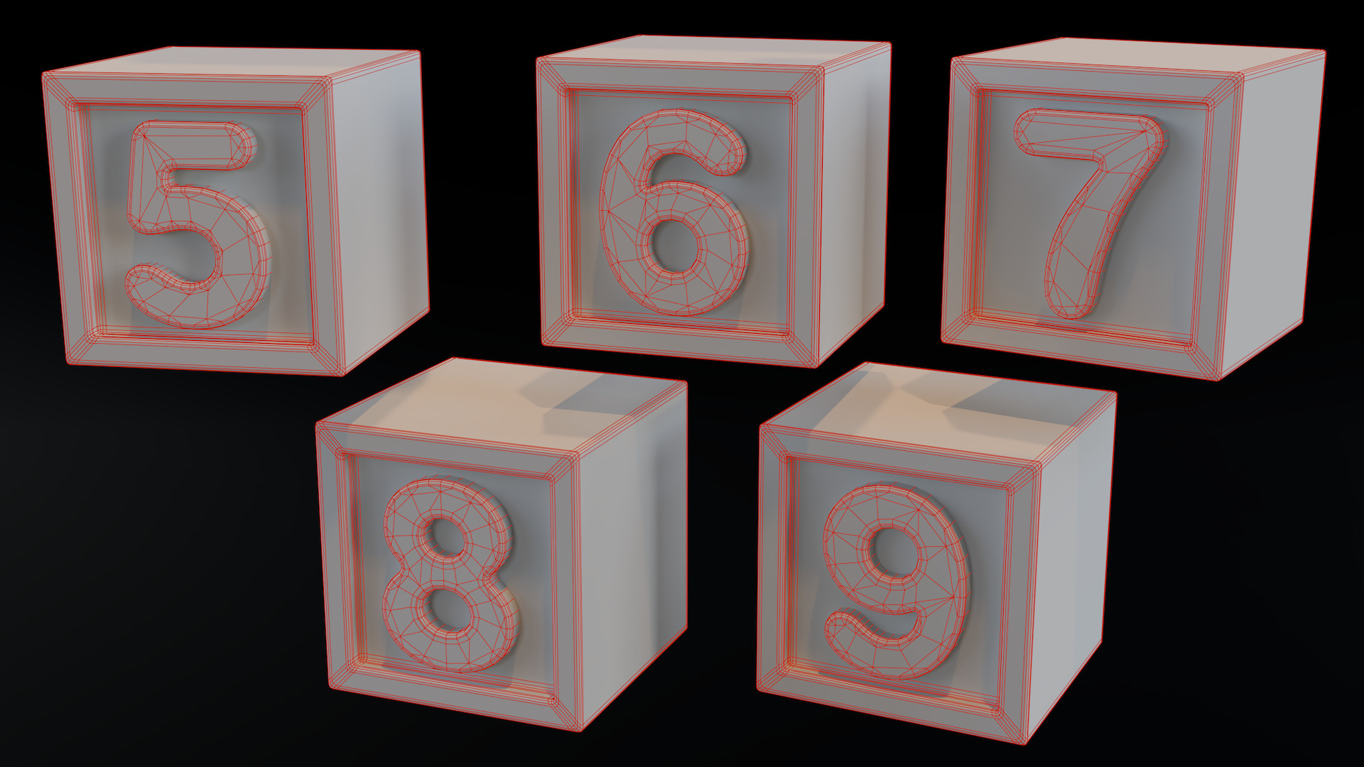 123 Number Blocks Low-poly 3D model_6