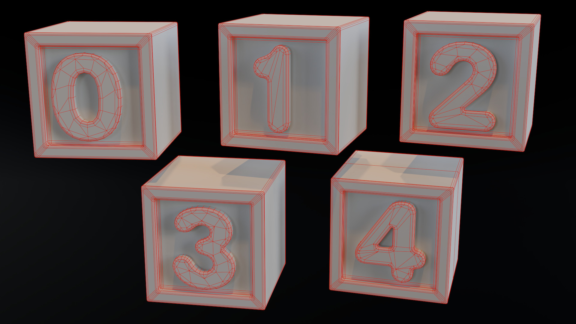 123 Number Blocks Low-poly 3D model_5