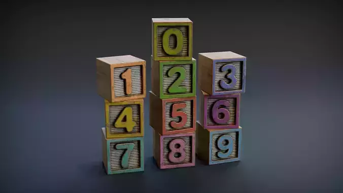 123 Number Blocks Low-poly 3D model