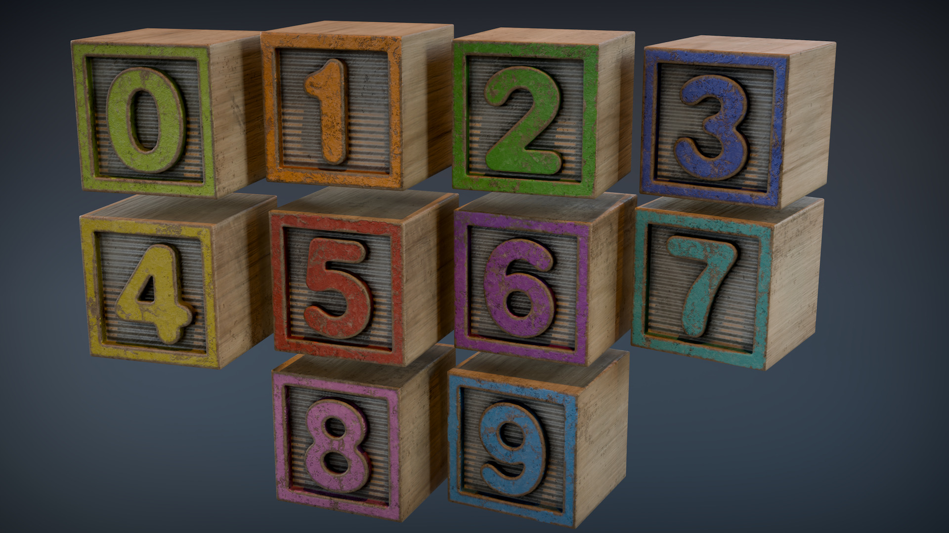 123 Number Blocks Low-poly 3D model_4