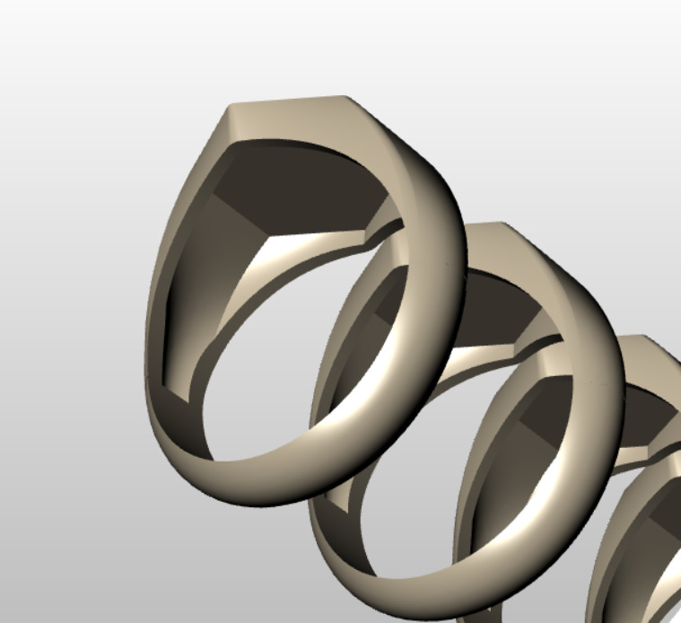 Triangle Square Hexagon SignetRing Collection 3Models in 8Sizes  3D print model_9
