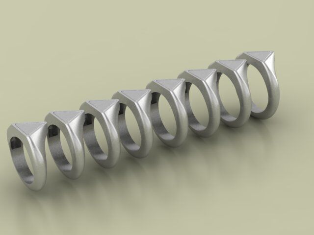 Triangle Square Hexagon SignetRing Collection 3Models in 8Sizes  3D print model_4