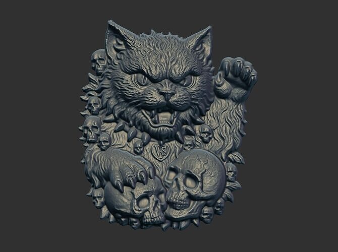 cat with skeleton cnc model 3D print model