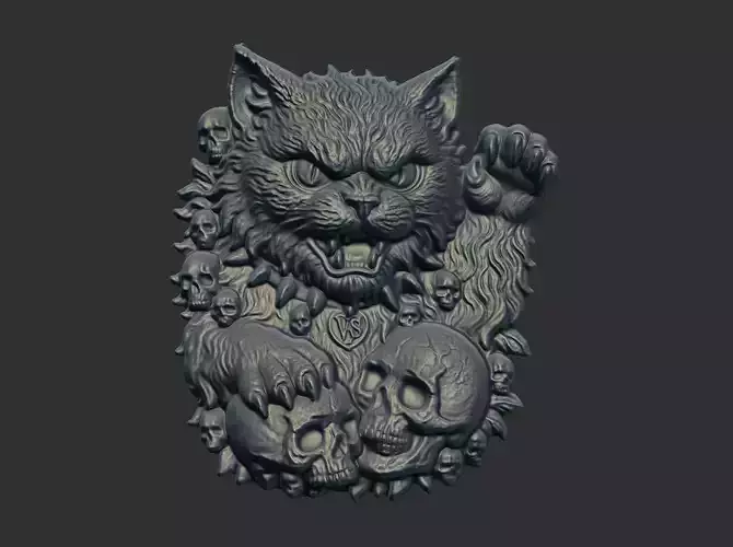 cat with skeleton cnc model