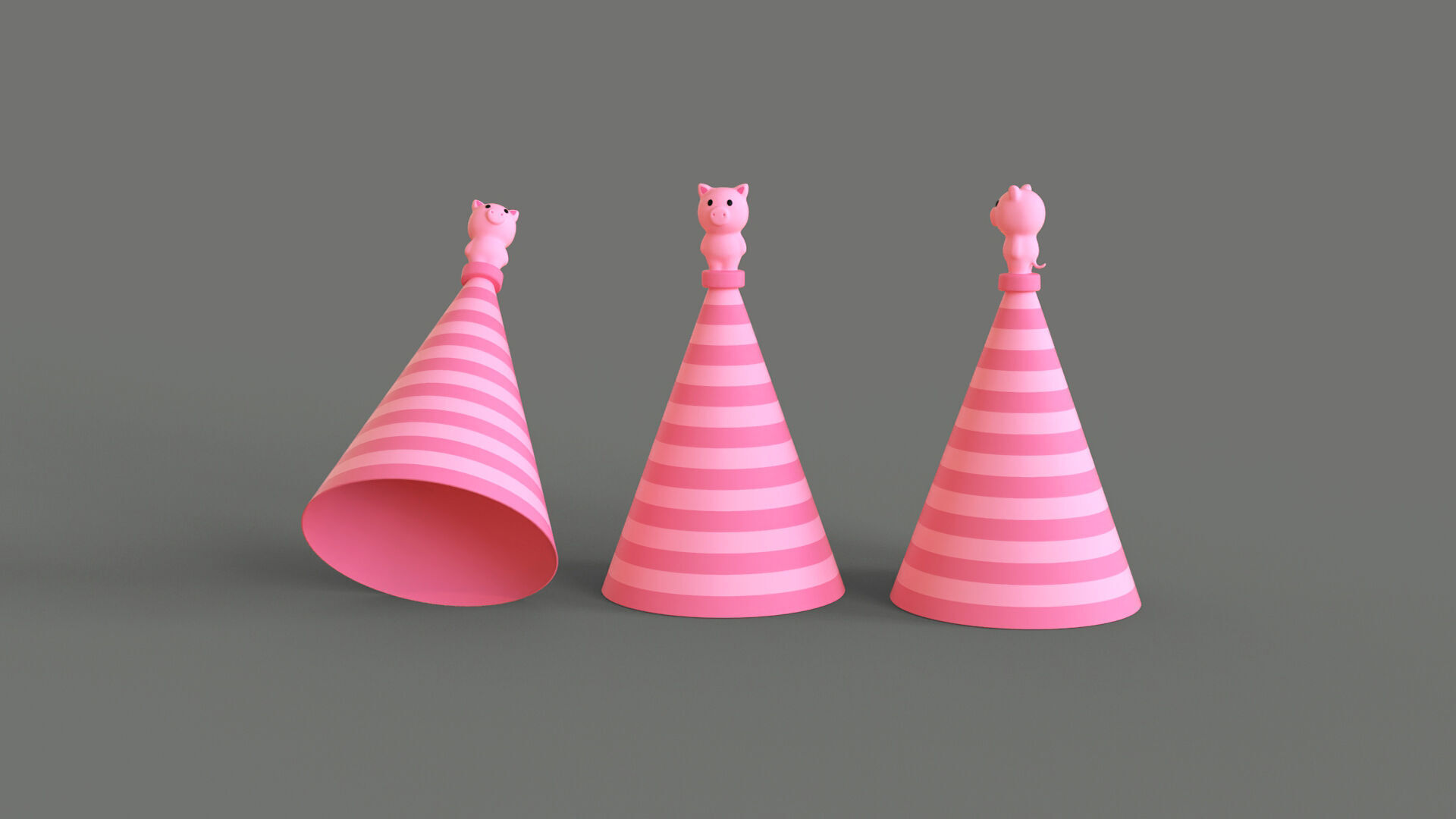 Birthday Hat - Colorful Party Decoration Prop 03 Low-poly 3D model_1