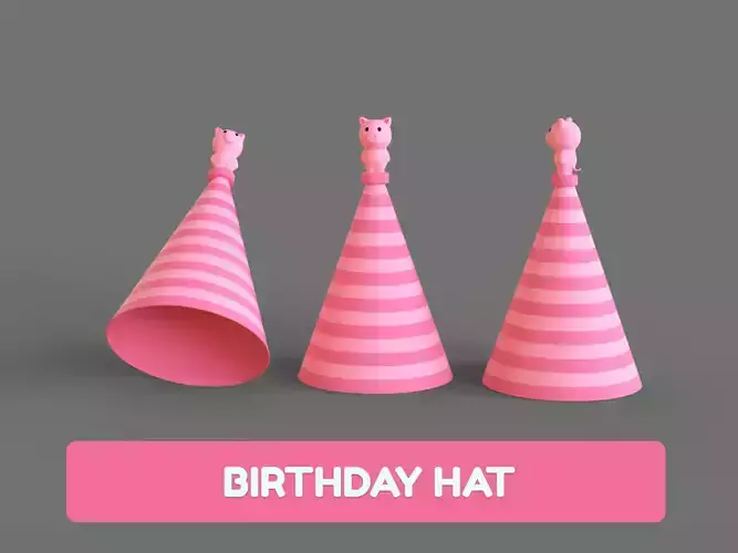 Birthday Hat - Colorful Party Decoration Prop 03 Low-poly 3D model