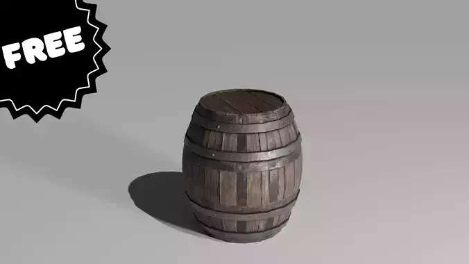 Low Poly Wooden Barrel Game Ready 3D Model Free Download Free low-poly 3D model