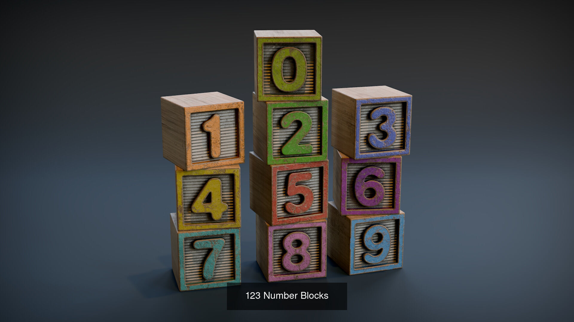 Alphabet and Number Toy Blocks Set 3D Model Collection_4