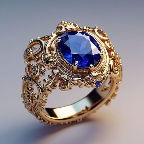 Imperial Sapphire Ring  Royal Baroque Collection 3D print model