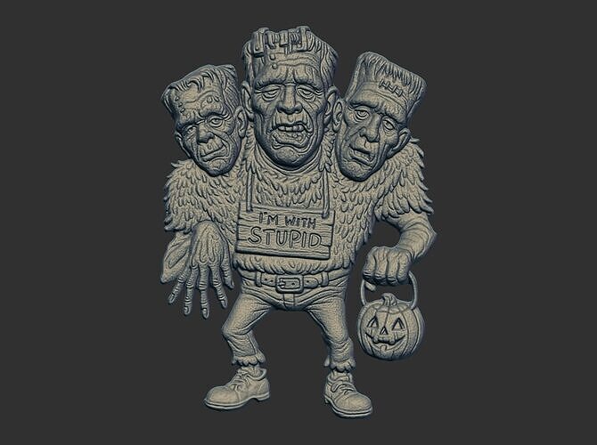 frankiesten three head monster cnc model 3D print model