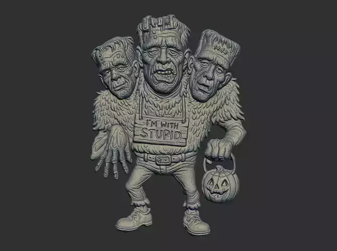 frankiesten three head monster cnc model 3D print model