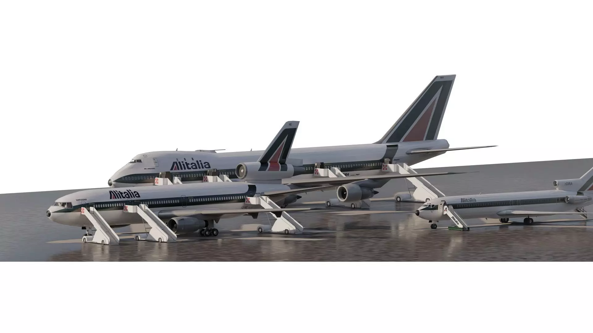 BOENG 747-100 BOENG 727-200 AND DC-10 3D model