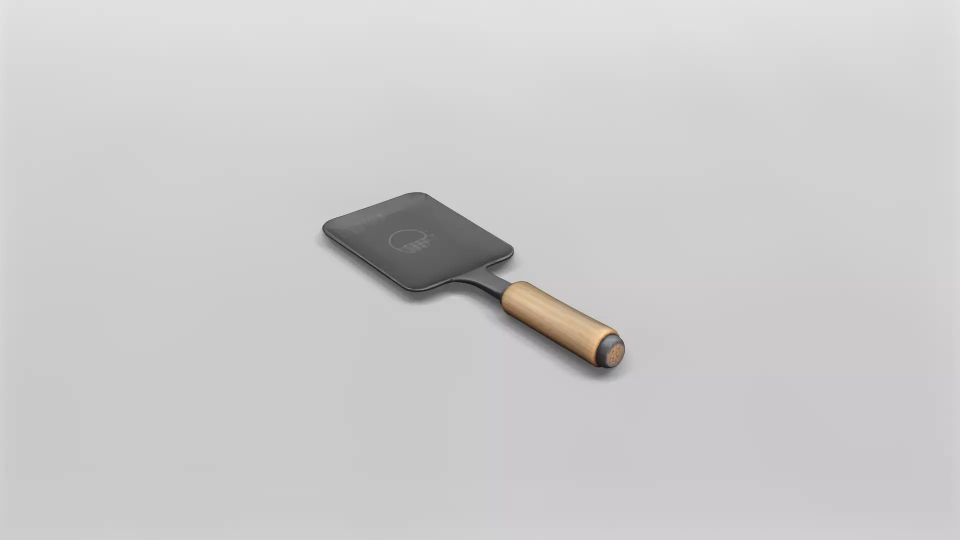 3D Model of a Kitchen Spatula with Wooden Handle 3D model_0