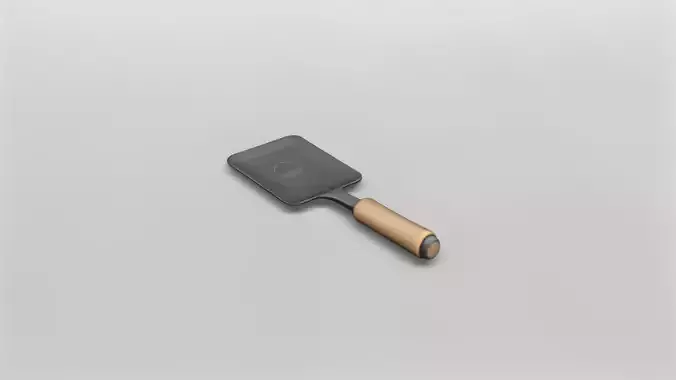 3D Model of a Kitchen Spatula with Wooden Handle