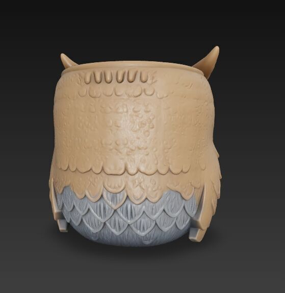 Steampunk Owl Planter 3D model_2