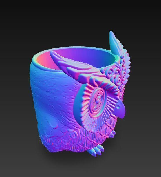 Steampunk Owl Planter 3D model_14