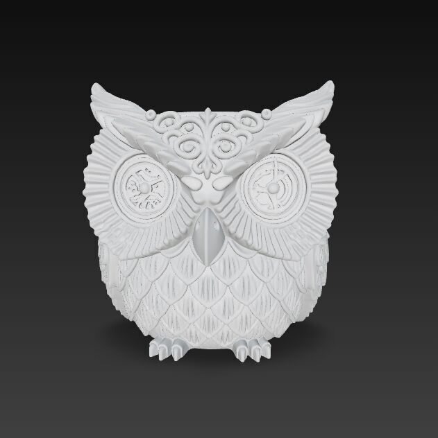 Steampunk Owl Planter 3D model_20