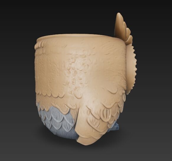 Steampunk Owl Planter 3D model_9