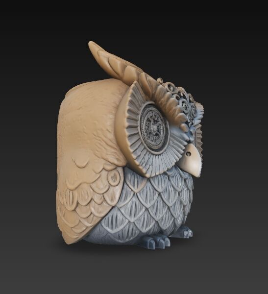Steampunk Owl Planter 3D model_7