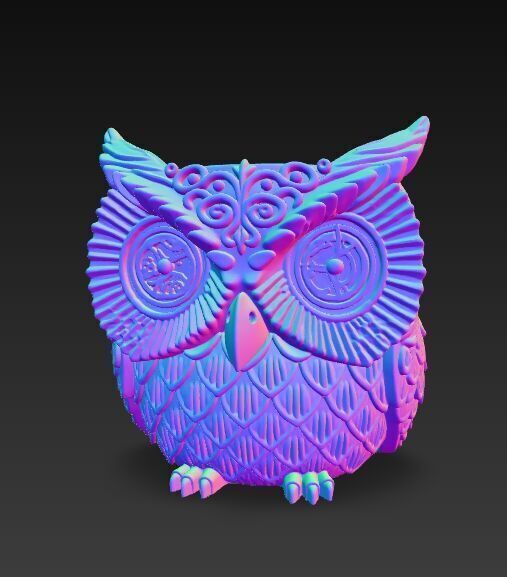 Steampunk Owl Planter 3D model_25