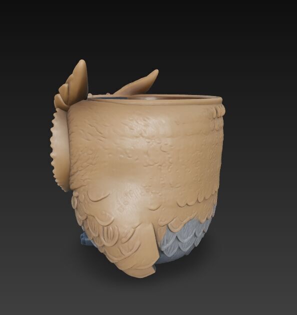 Steampunk Owl Planter 3D model_6