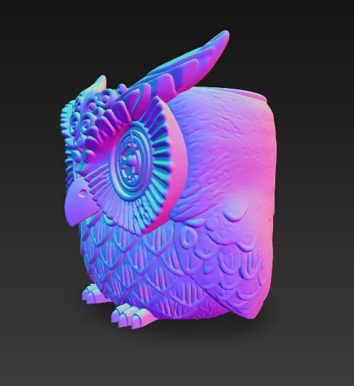 Steampunk Owl Planter 3D model_18