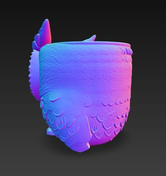 Steampunk Owl Planter 3D model_19