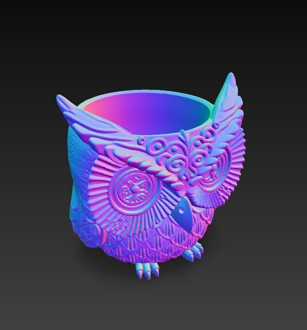 Steampunk Owl Planter 3D model_23