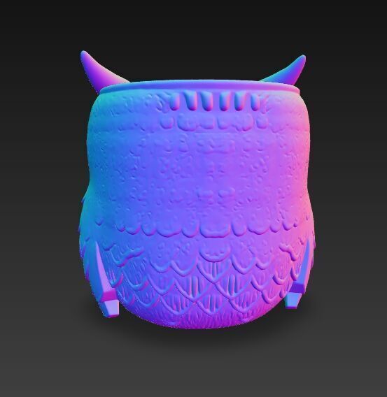 Steampunk Owl Planter 3D model_21