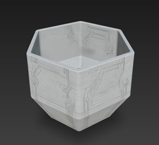Futuristic Circuit Board Planter 3D model_4