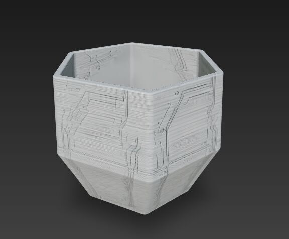 Futuristic Circuit Board Planter 3D model_2