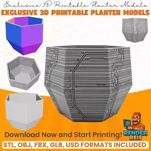 Futuristic Circuit Board Planter 3D model
