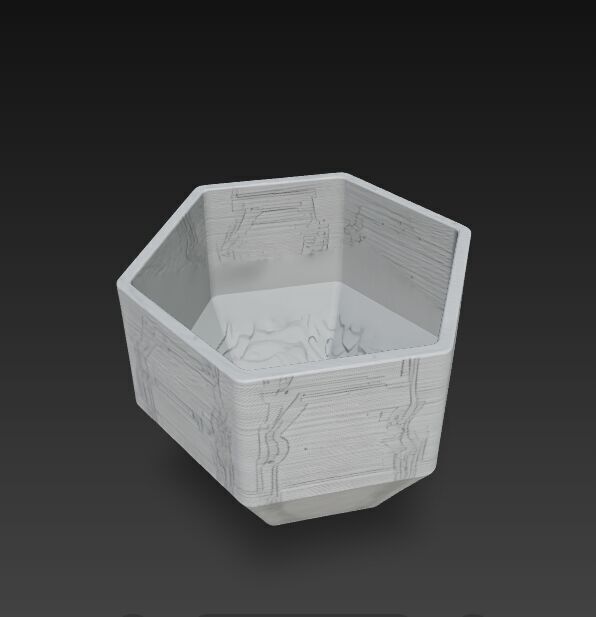 Futuristic Circuit Board Planter 3D model_5