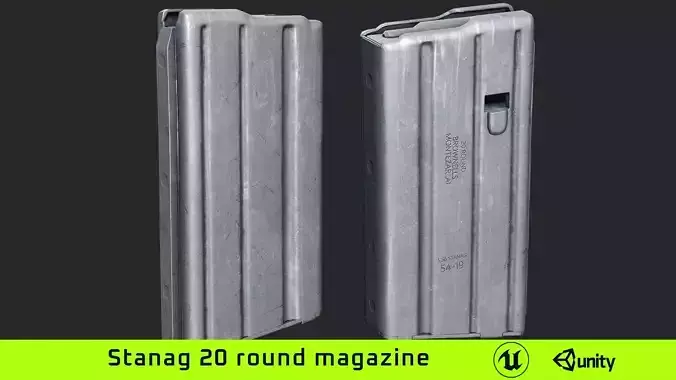 Stanag 20 round magazine  Low-poly 3D model