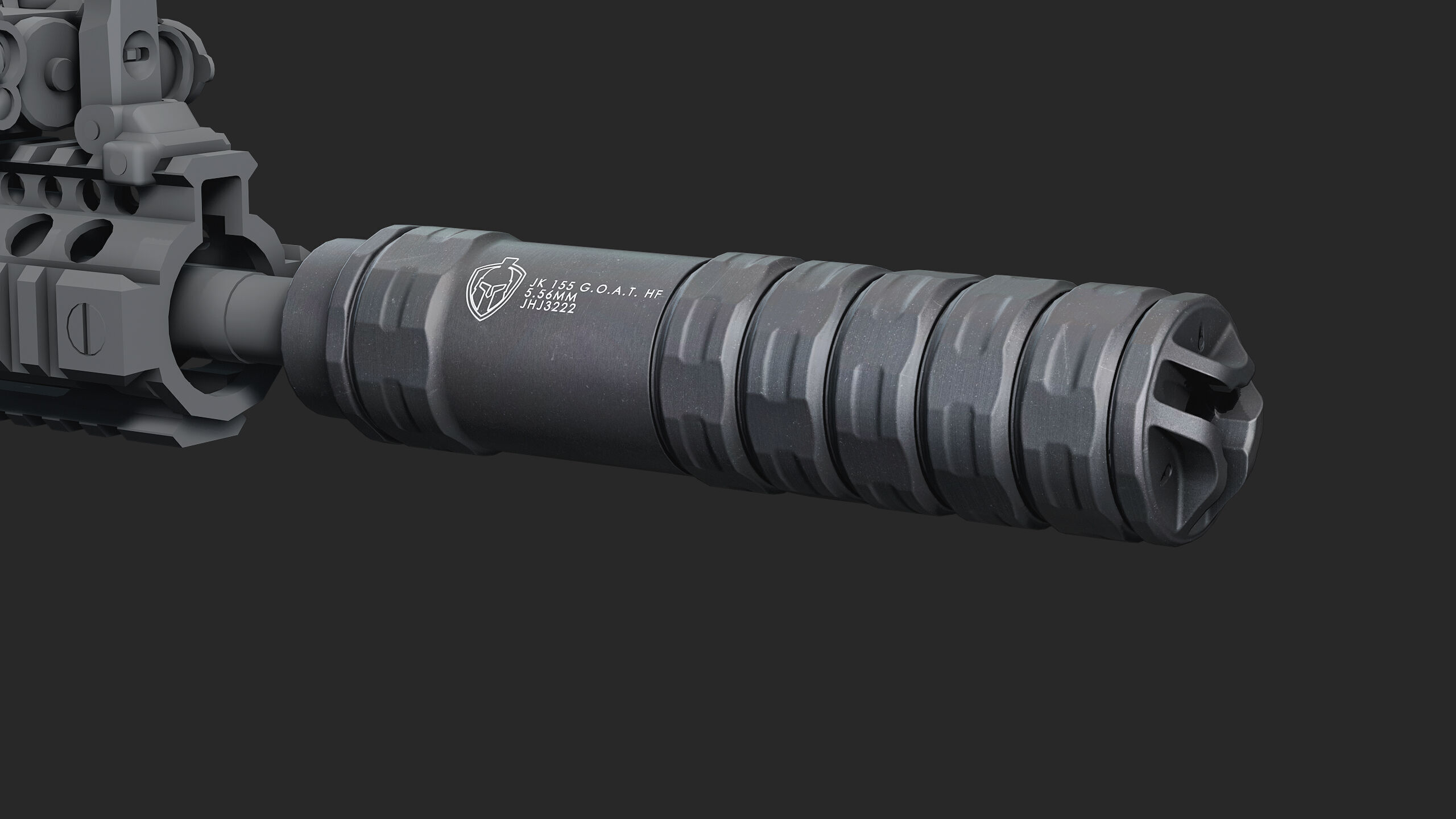 JK Armament 155 GOAT HF 556 suppressor and War Eagle flash hider Low-poly 3D model_1