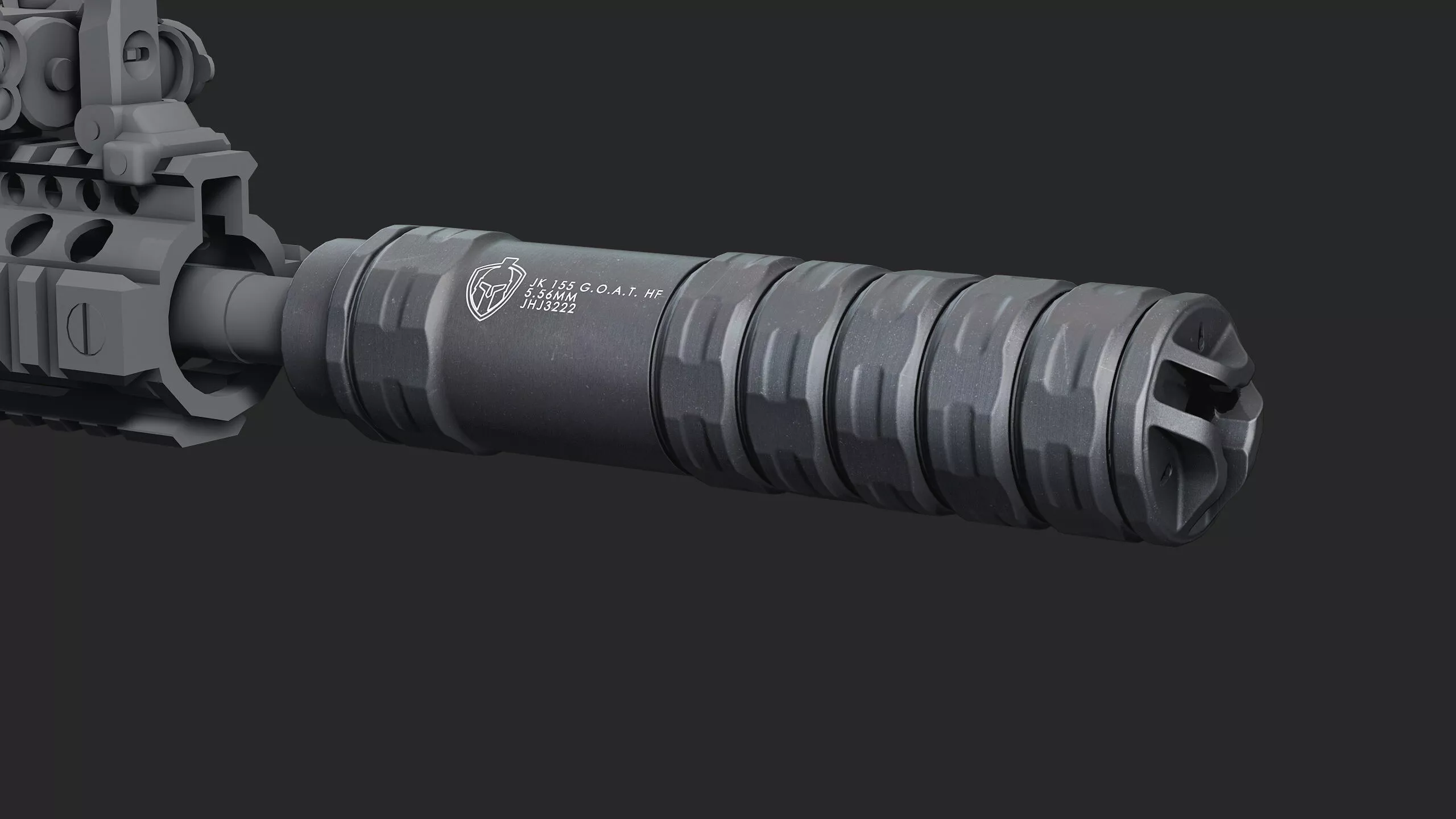 JK Armament 155 GOAT HF 556 suppressor and War Eagle flash hider Low-poly 3D model