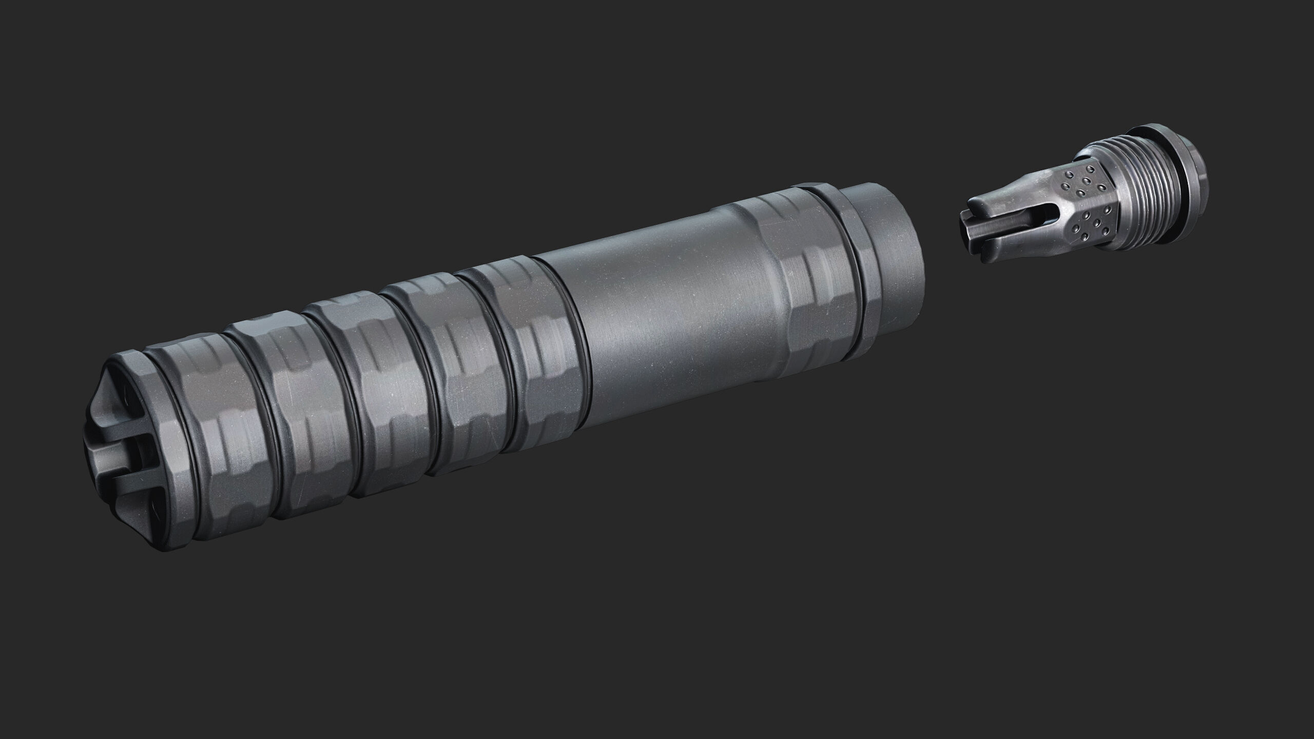 JK Armament 155 GOAT HF 556 suppressor and War Eagle flash hider Low-poly 3D model_4