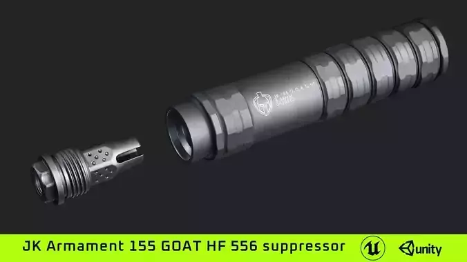 JK Armament 155 GOAT HF 556 suppressor and War Eagle flash hider Low-poly 3D model