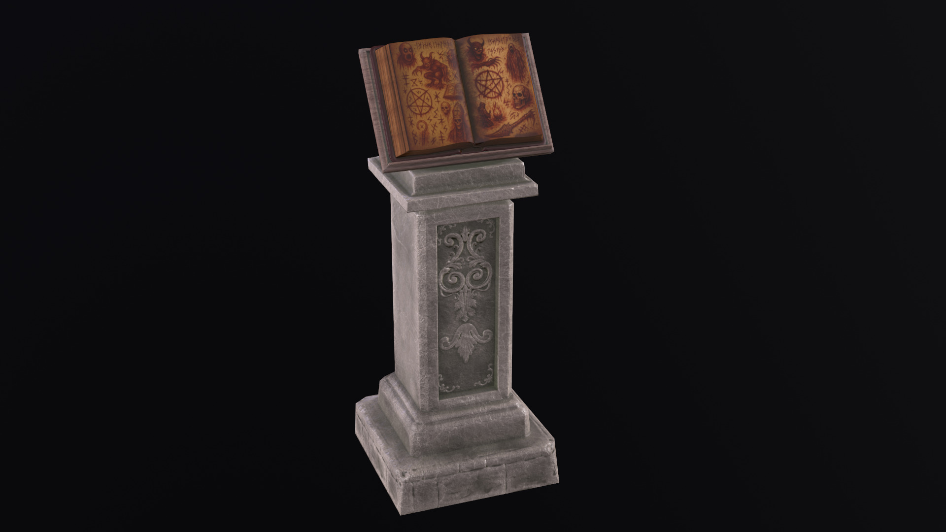 Ritual Pedestal Low-poly 3D model_2