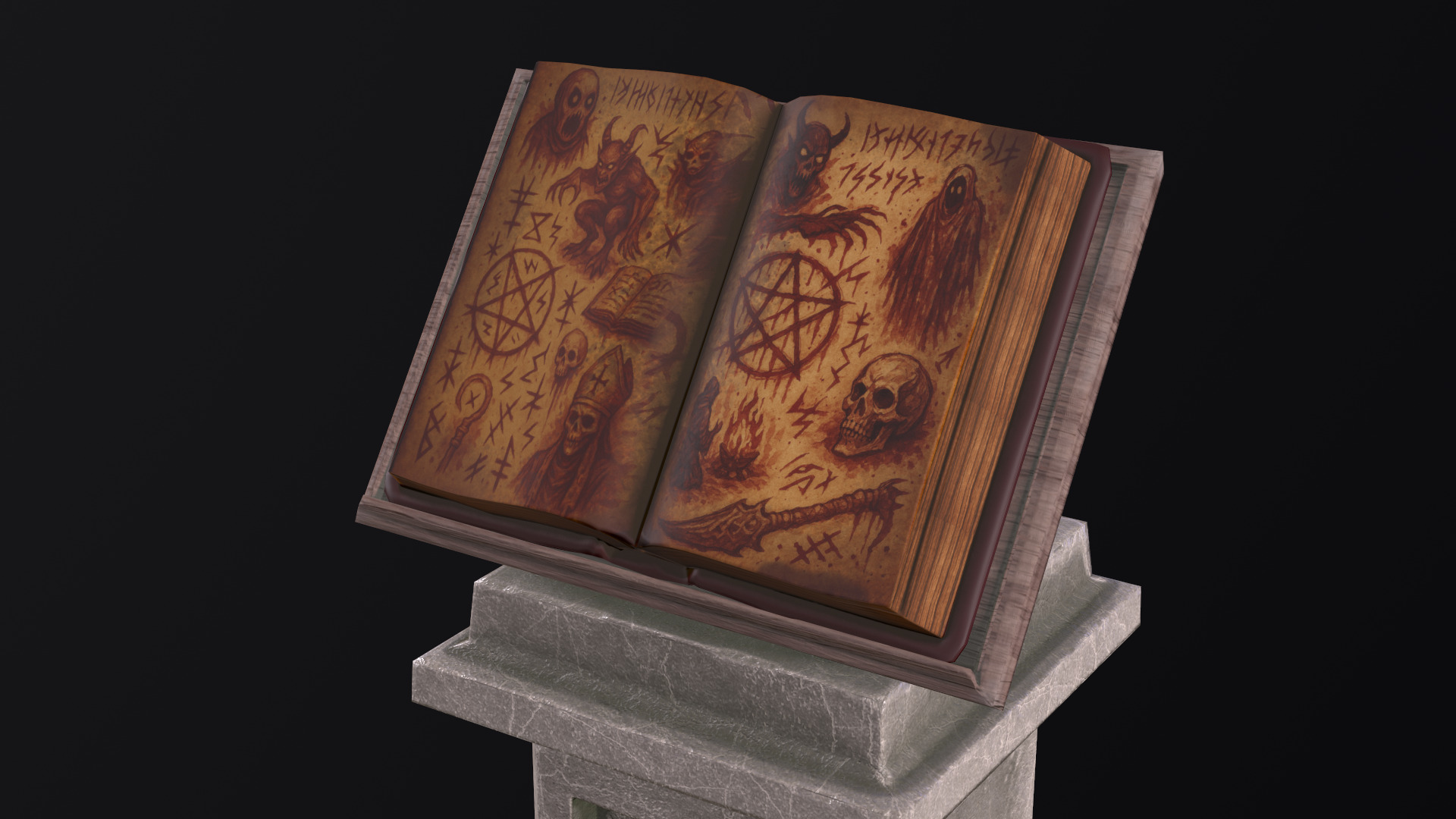 Ritual Pedestal Low-poly 3D model_10