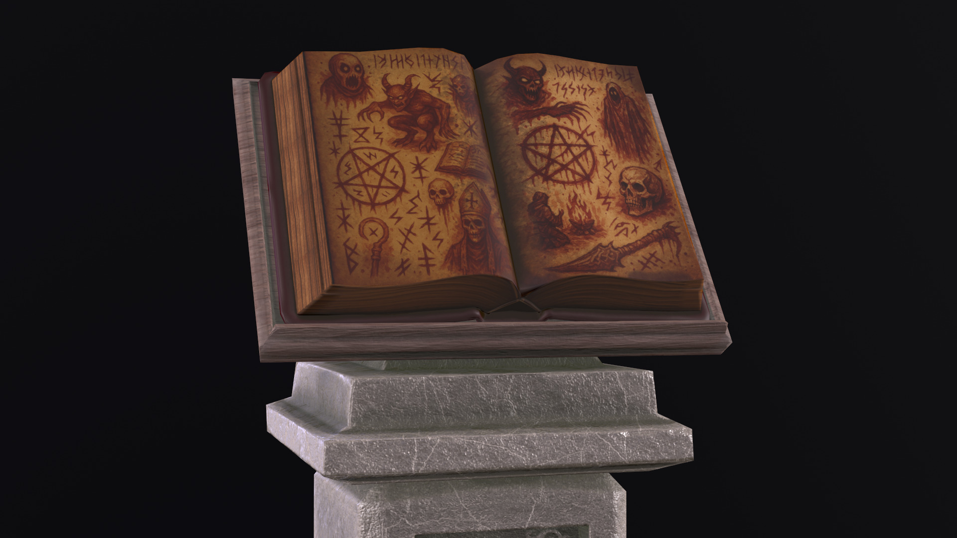 Ritual Pedestal Low-poly 3D model_11