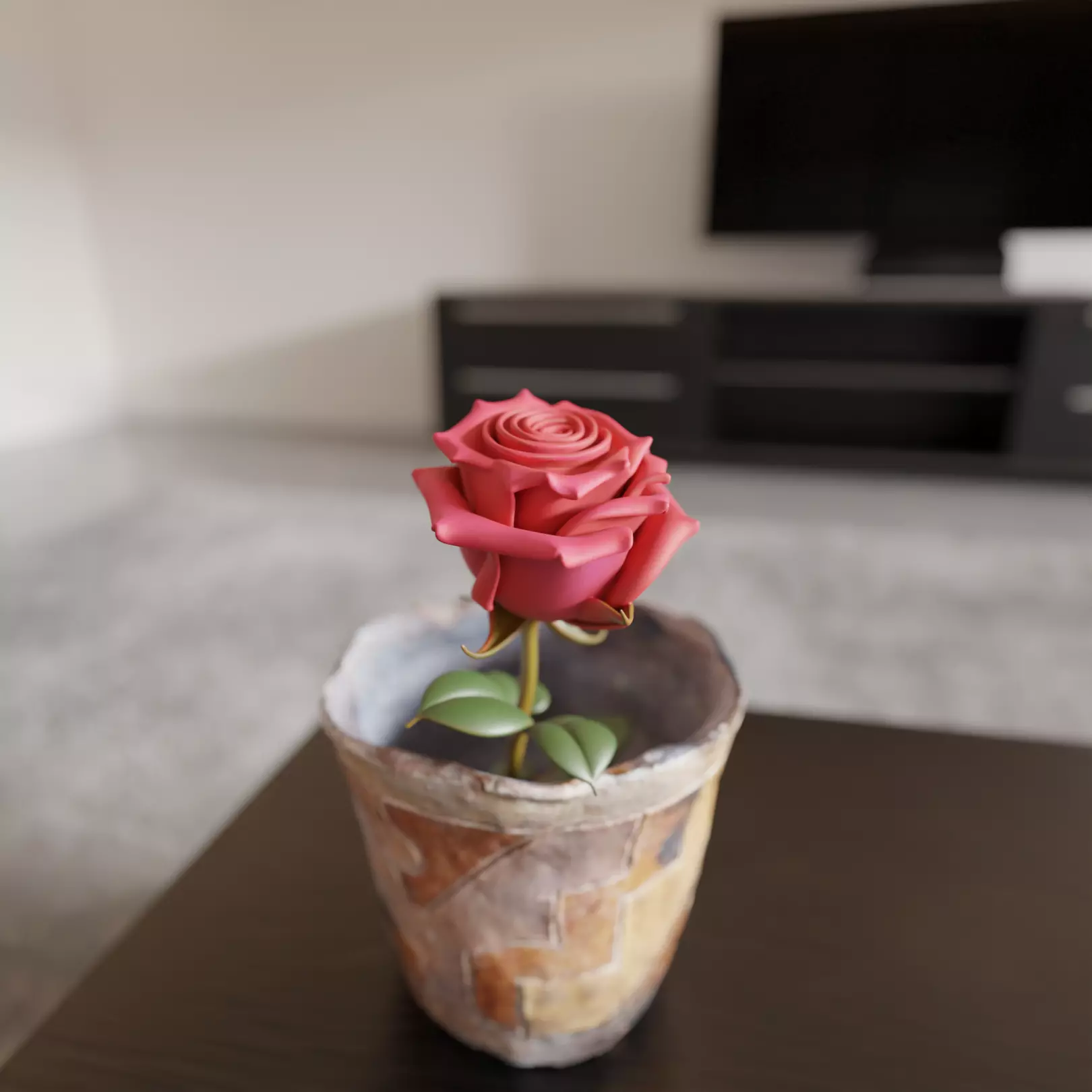 Rose flower 3D print model_0