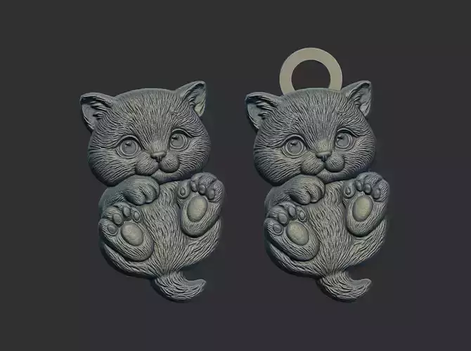 cute cat keychain cnc model